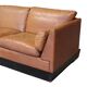 Canapé asymétrique vintage scandin,ave en cuir brun