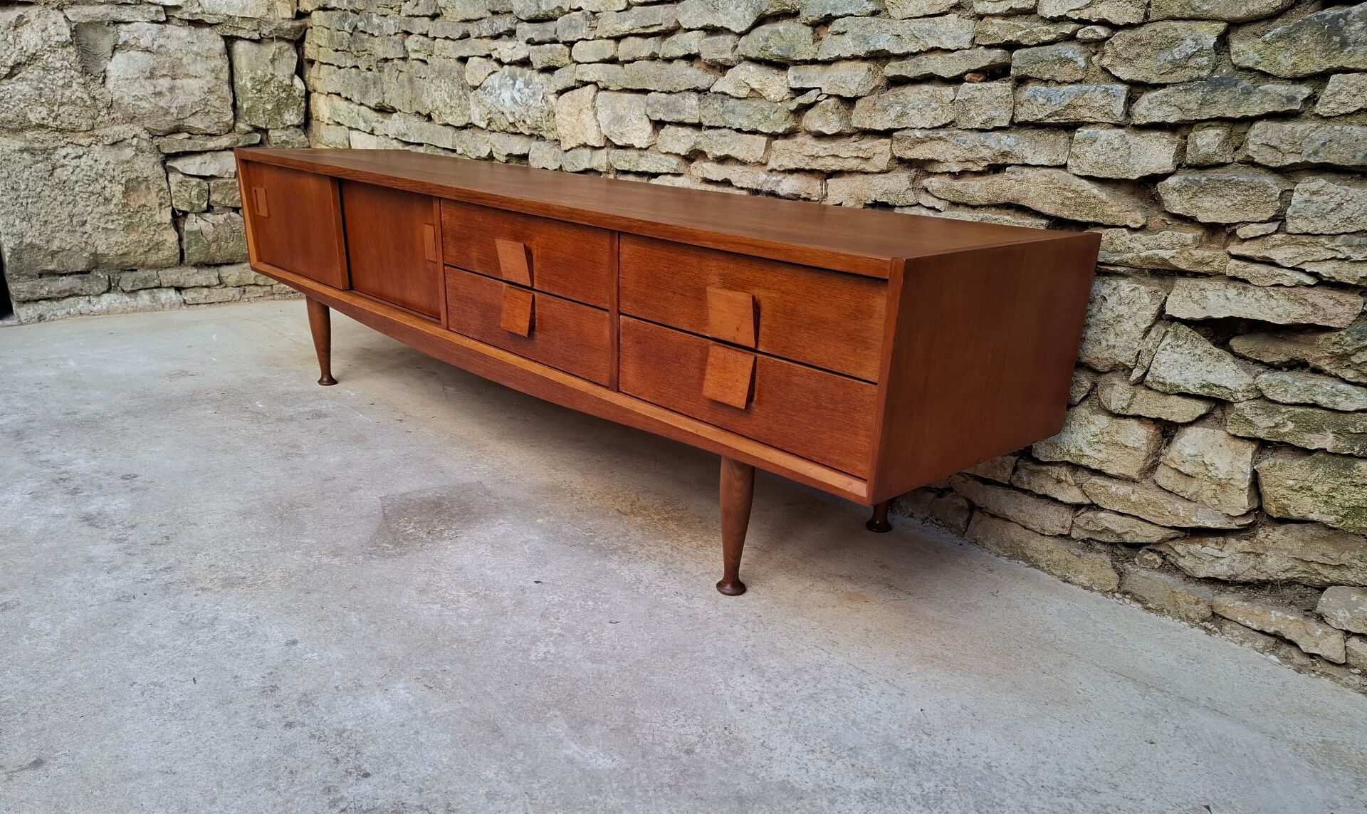 Low teak sideboard 200cm