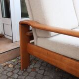 Scandinavian sofa in oak and wool from the 60s