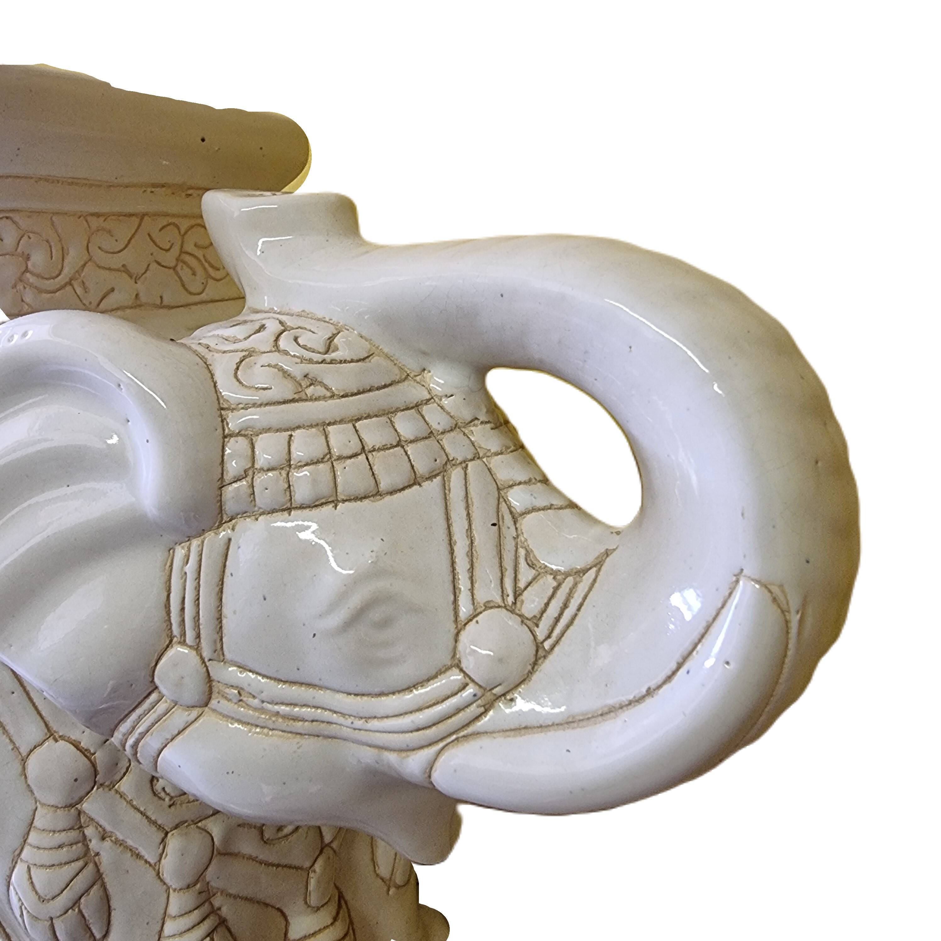 Vintage Ceramic Elephant Plant Table Mid 20th Century
