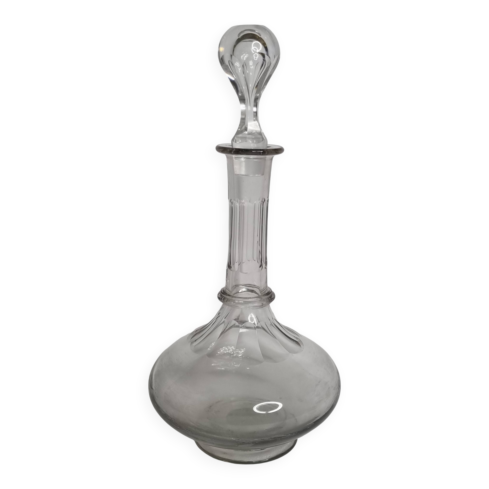 Baccarat crystal gondola decanter, flat ribs, Art Deco 1907