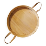 Large wood and leather tray Morocco