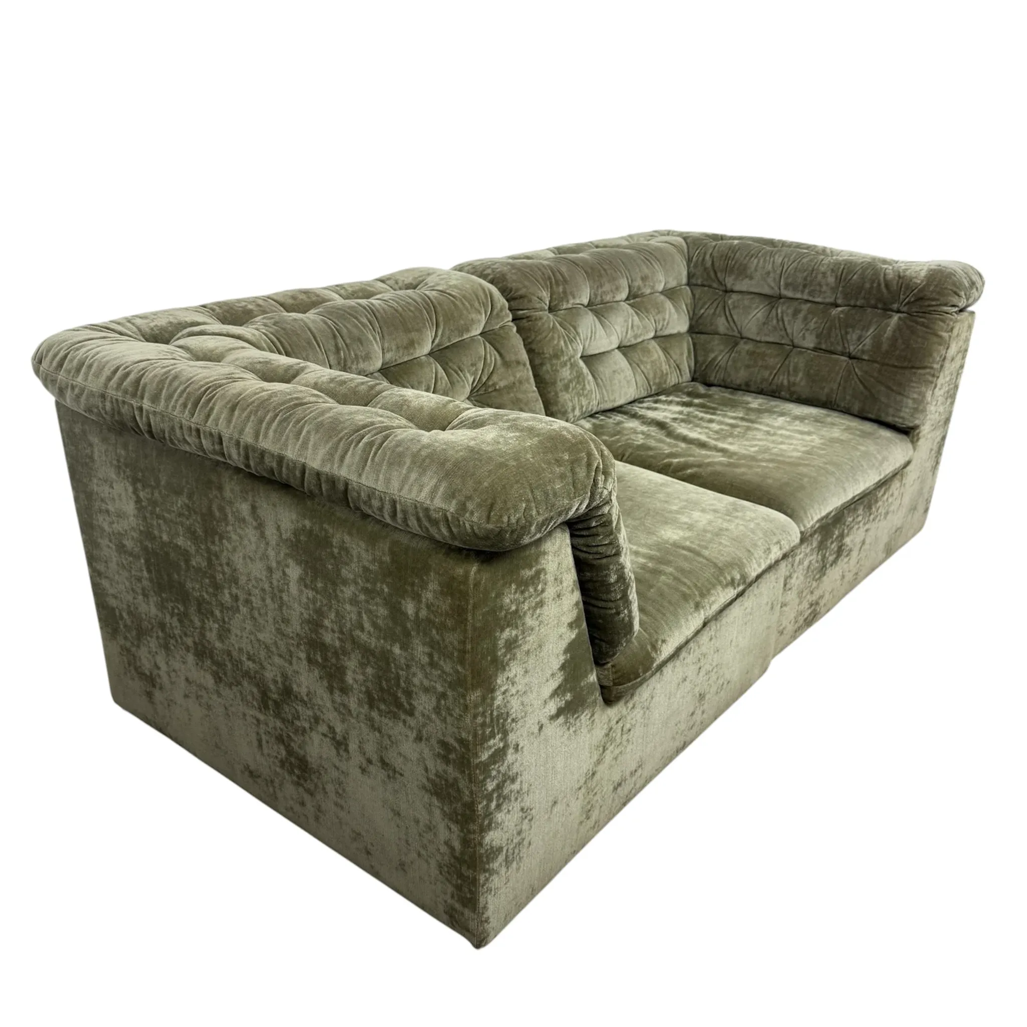 Vintage Modular Velvet Sofa Olive 2 seater