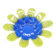 Vintage glass pressed blue & lime green bowl / flower holder