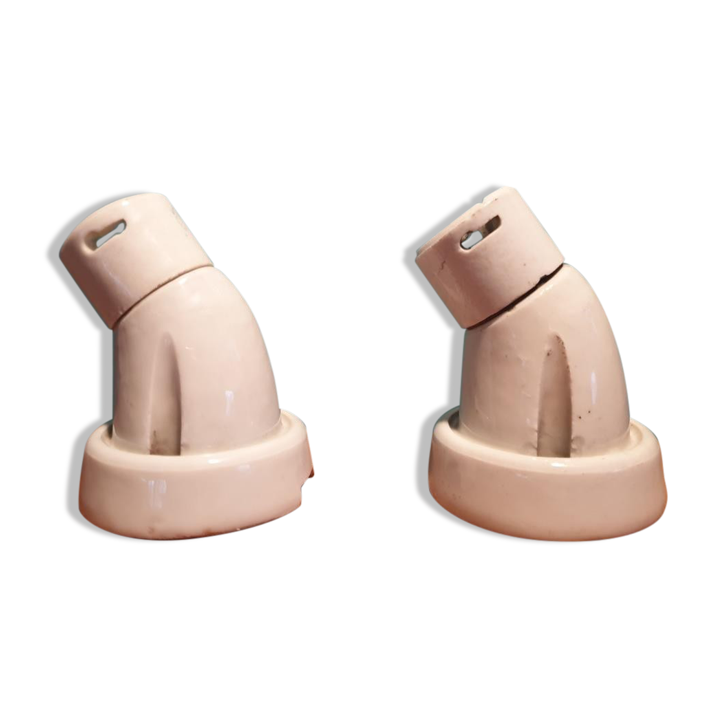 Pair of angled wall lamps art deco porcelain