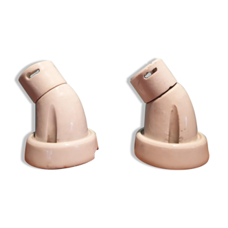 Pair of angled wall lamps art deco porcelain