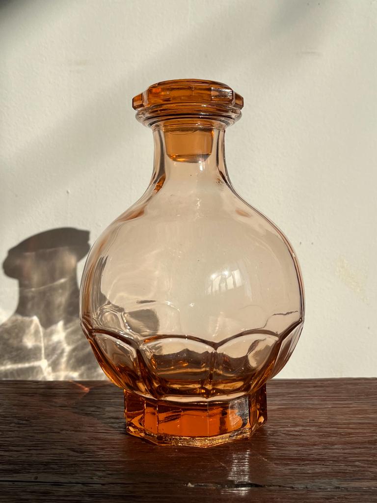 Pink glass liqueur decanter