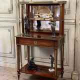 Bonheur du jour in mahogany and brass inlay, late 18th century