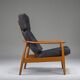 Mid-Century Modern FD 164 Armchair in Teak and Black Leather by Arne Vodder