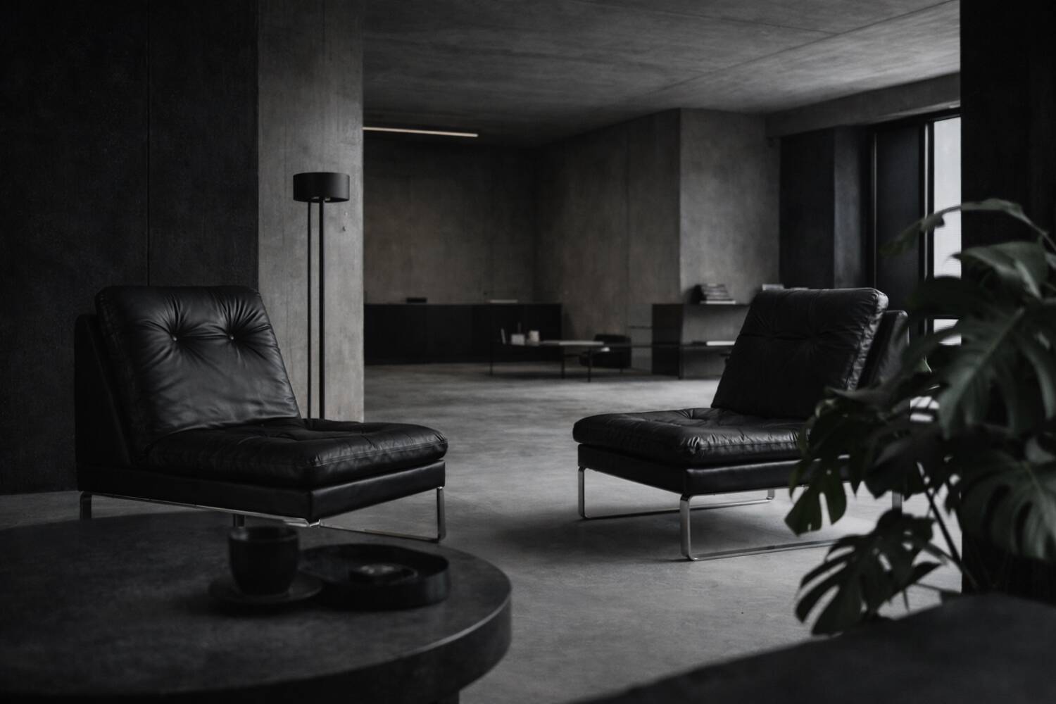 Vintage Mid-Century German Modern Minimalist Leather and Chrome Modular Sofa