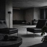 Vintage Mid-Century German Modern Minimalist Leather and Chrome Modular Sofa