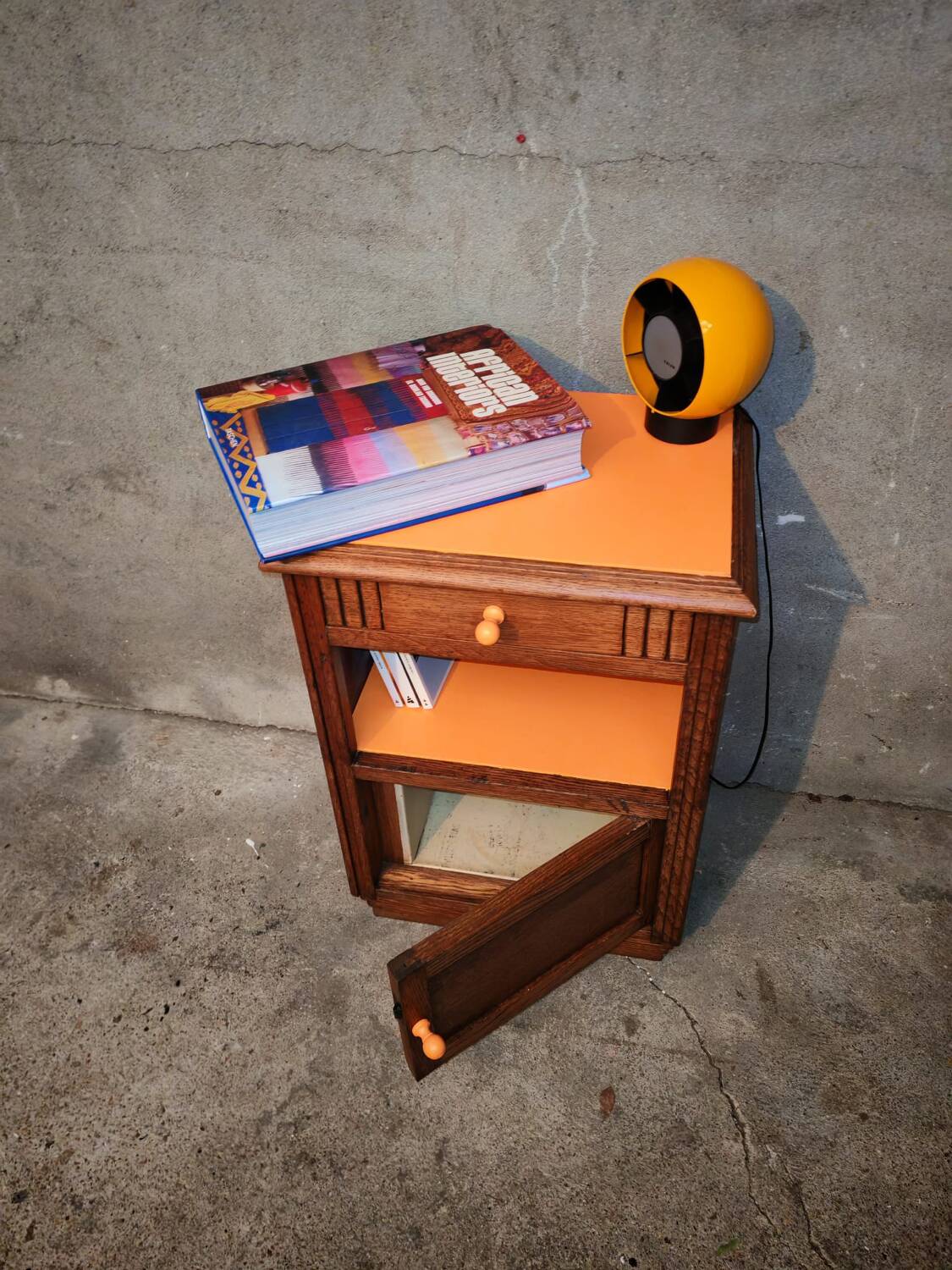 Art Deco orange bedside table