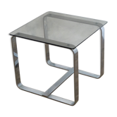 Table d'appoint metal et verre 1970