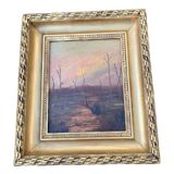 Tableau XIX Paysage Coucher de Soleil, Huile sur Toile