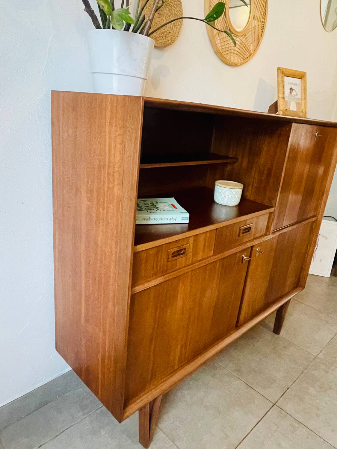 Vintage signed high sideboard / silver dresser