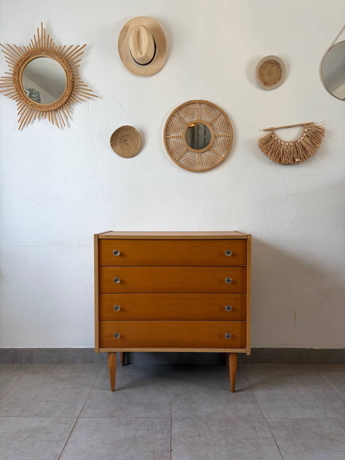 Vintage oak commode from the 1960s.