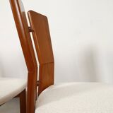 70's brutalist dining chairs in oak with bouclé fabric