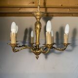 Lustre vintage en laiton doré à 6 feux - Style classique