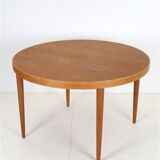Table à manger ronde restaurée par Villy Schou Andersen / chêne / design danois moderne des années 1960 / 1970