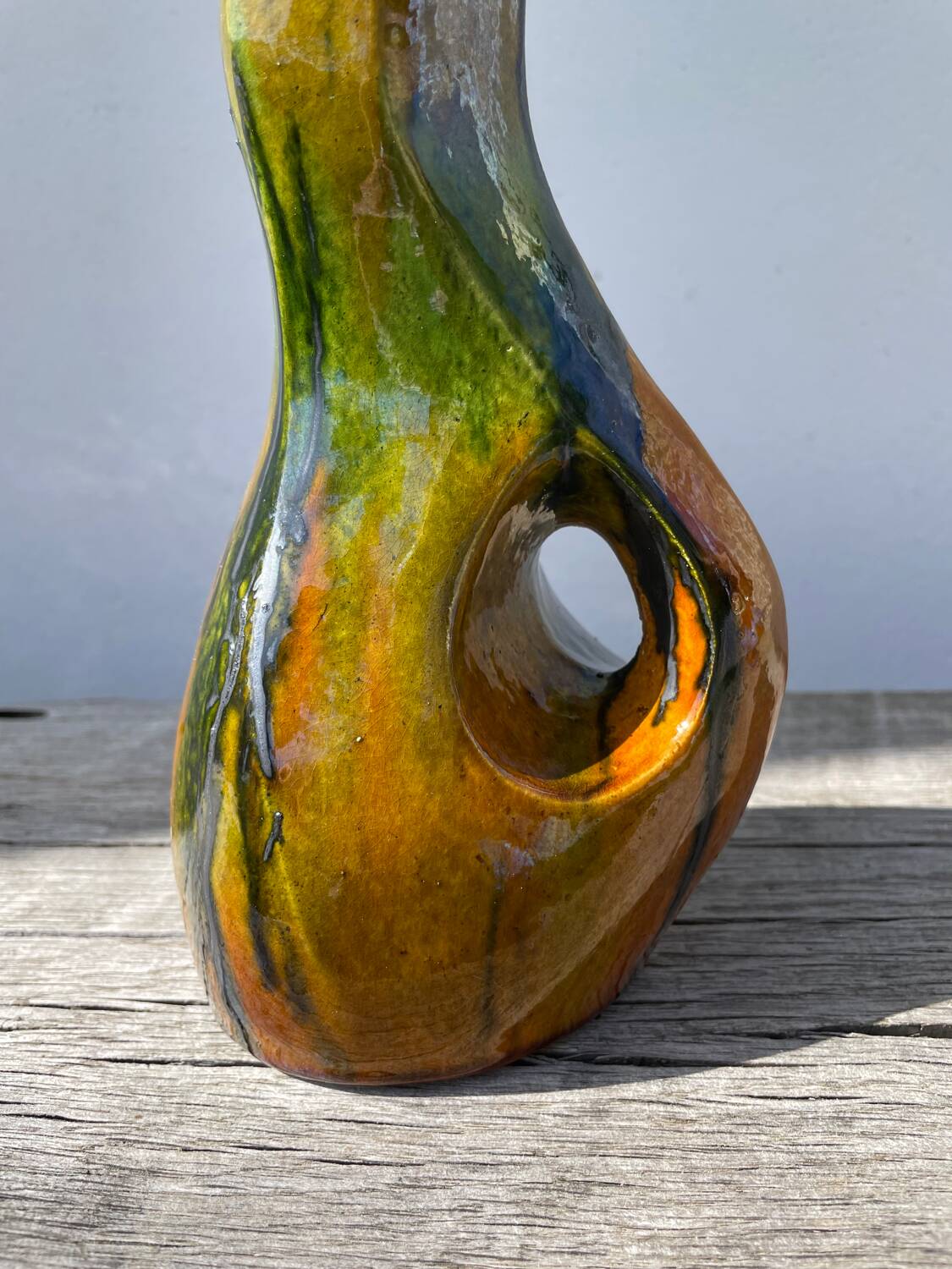 Vintage ceramic vase with drips