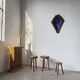 3 free-form oak tripod stools