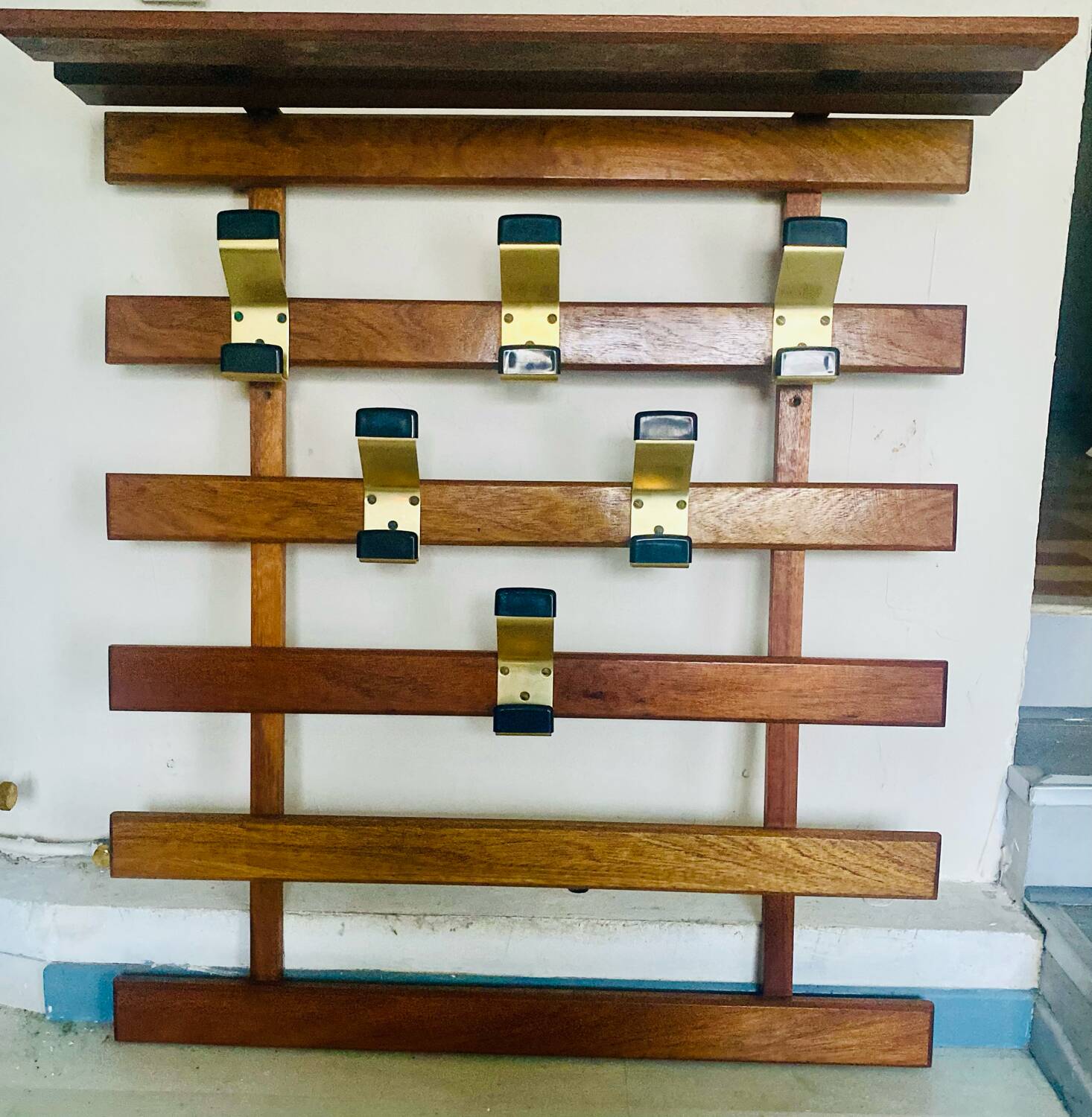 Vintage wall coat rack hooks circa