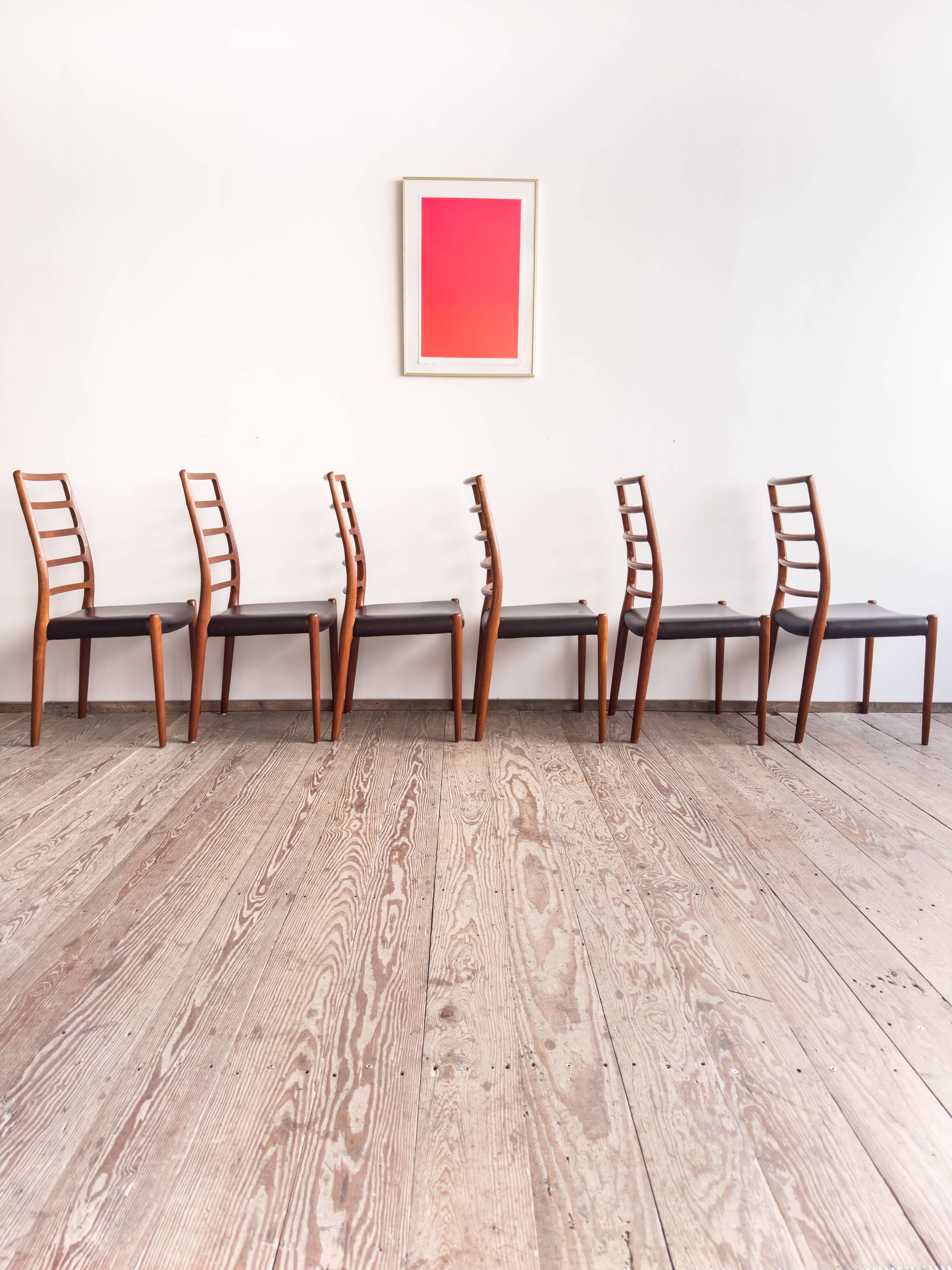 Ensemble de 6 chaises modèle 82 en teck par Niels O. Møller, Danemark