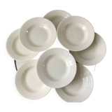 Set of 8 hollow plates Digoin Sarreguemines model Alphabet relief beige 40s