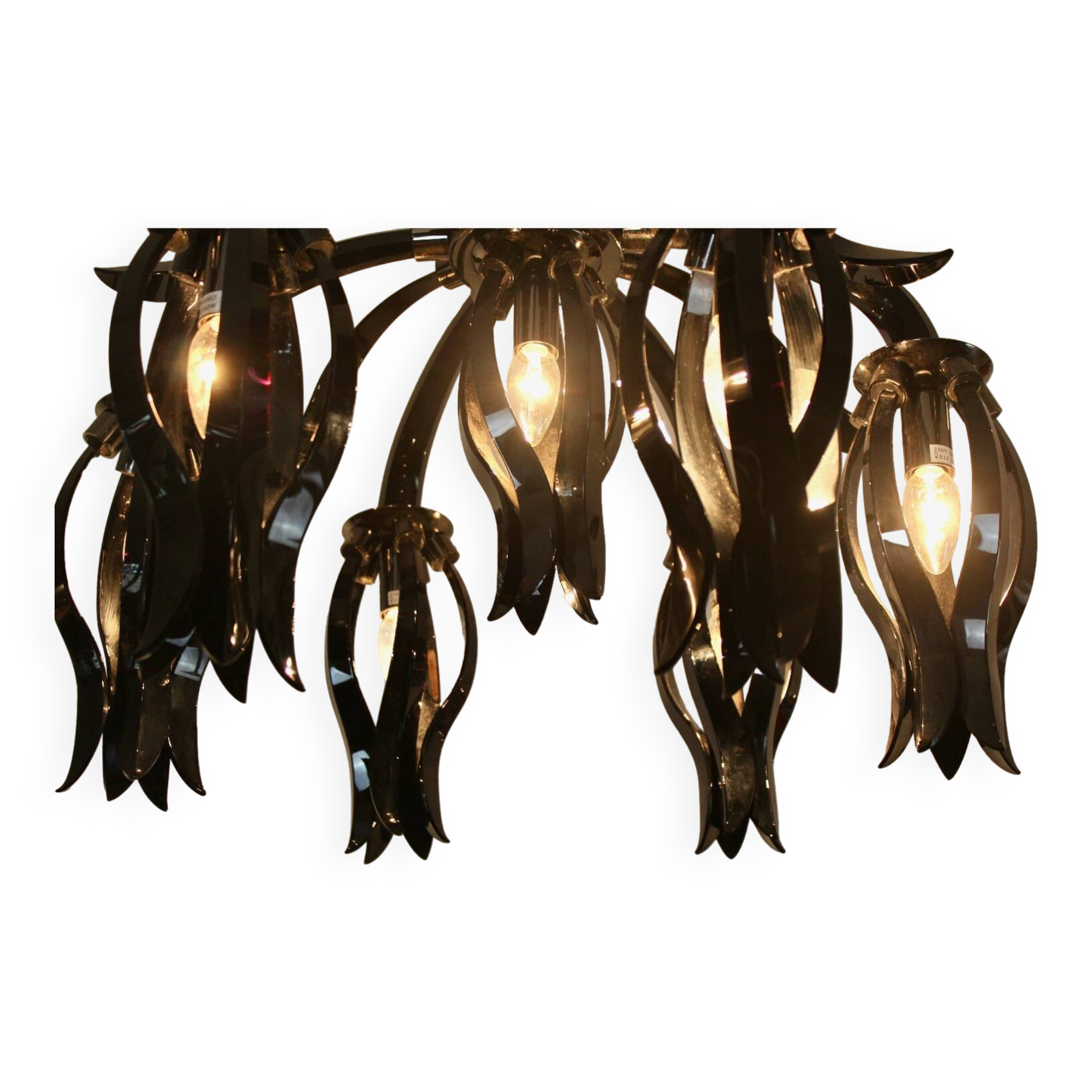 Italian black glass chandelier
