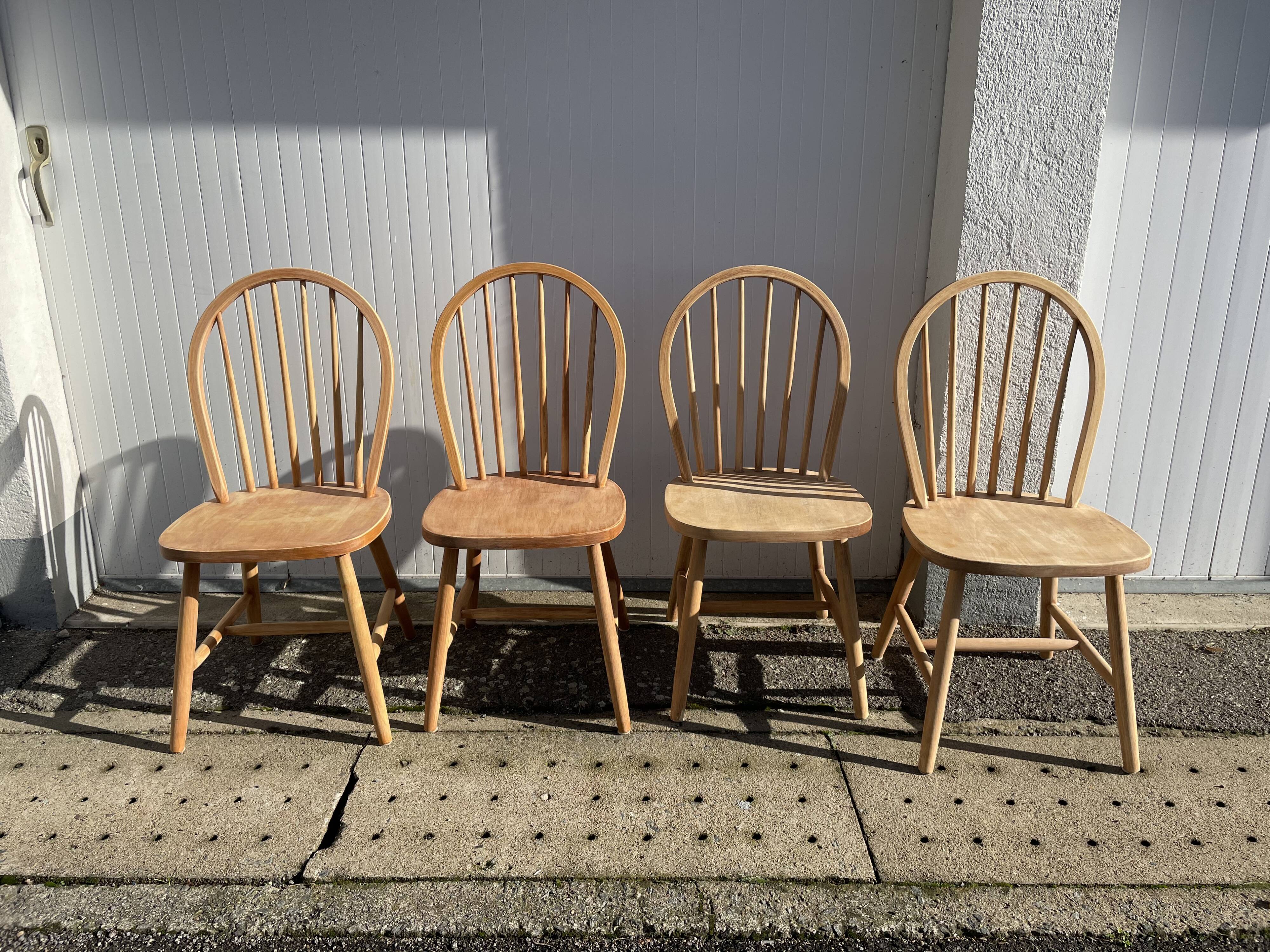 vintage chair with bars style ercol - natural wood