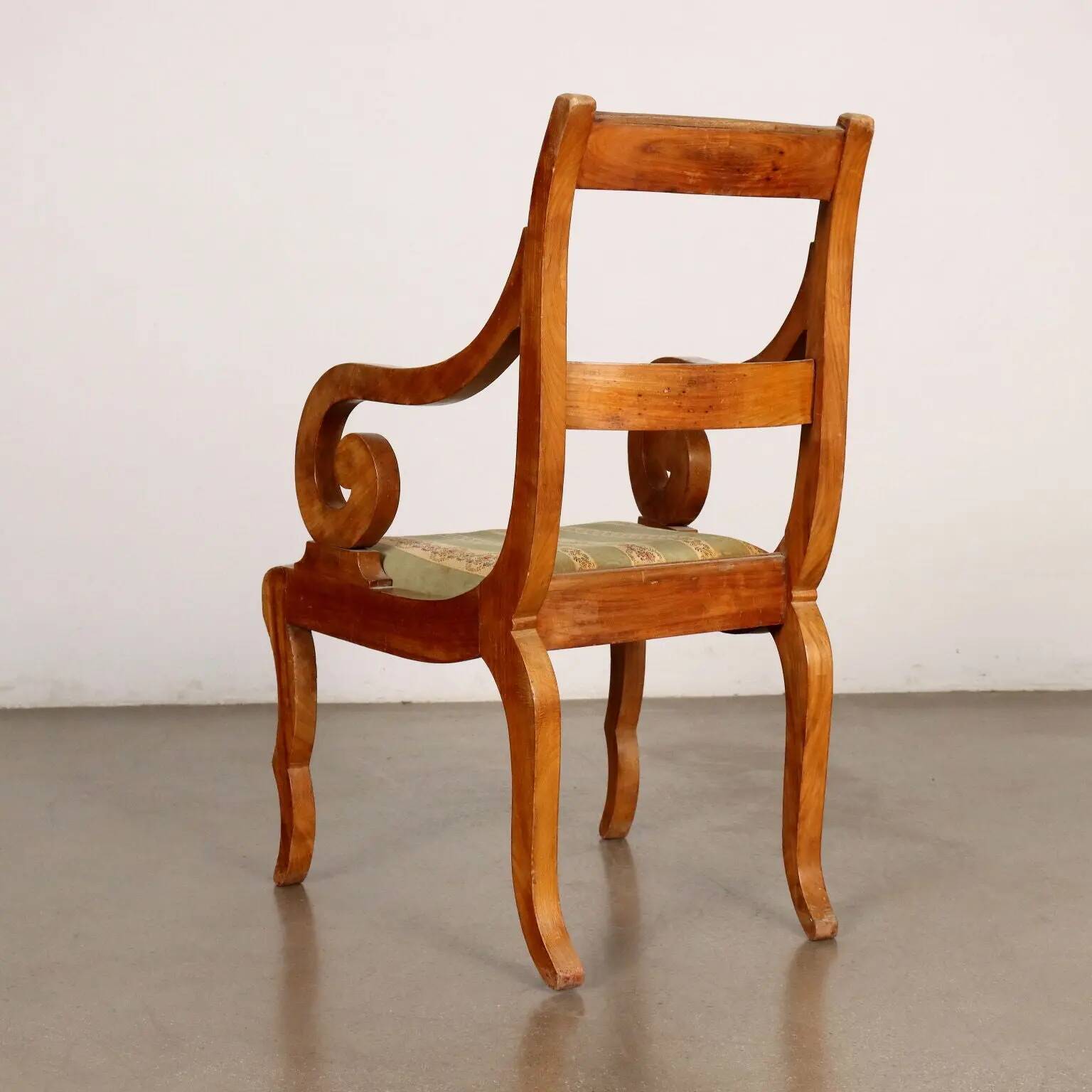 Louis-Philippe antique armchair in cherry wood, Italy, 19th century