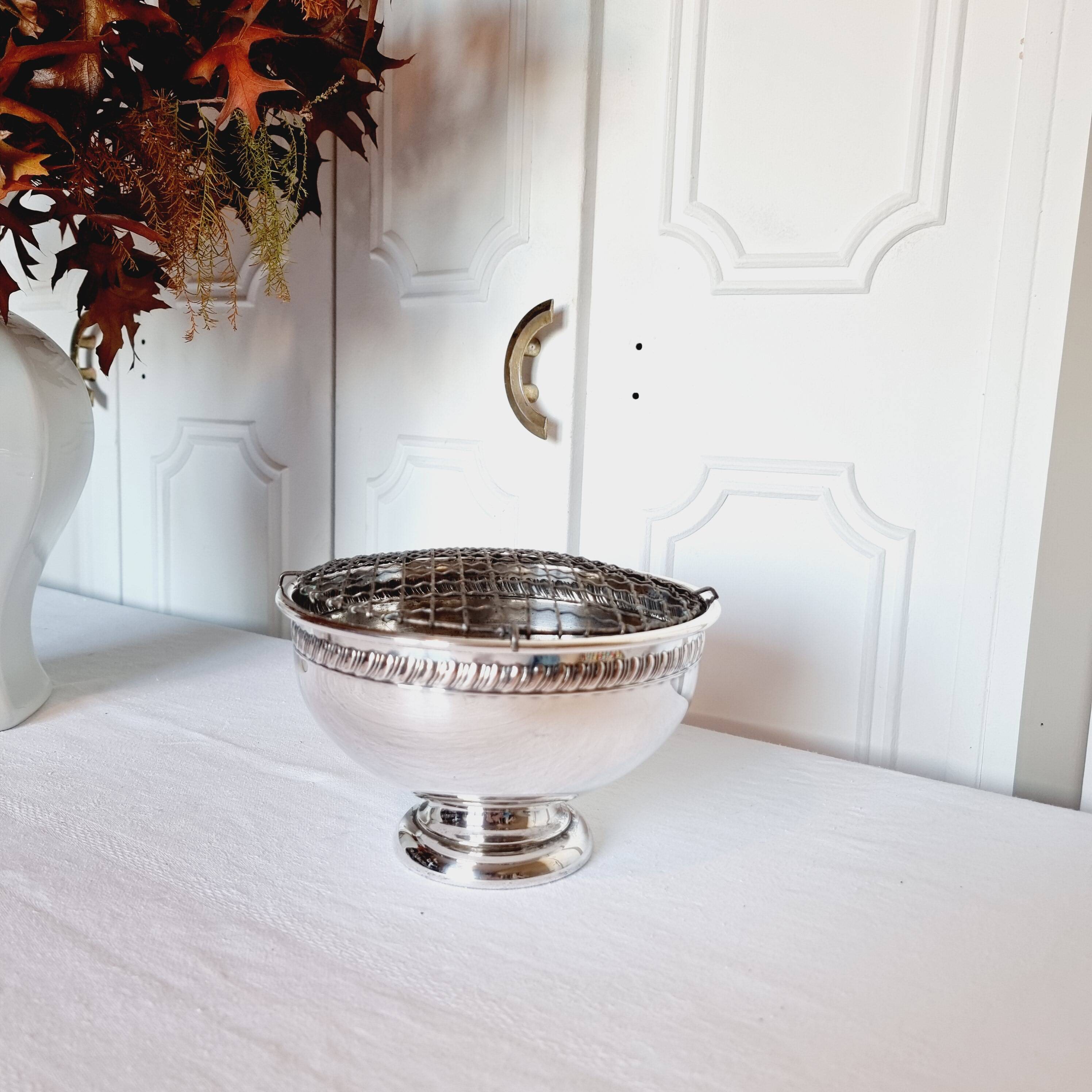 Large silver plated vase or quilted flower vase from the 1950s