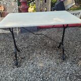 Bistro table top marble foot cast iron
