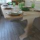 Console, solid walnut table, foldable extensions, grey patinated legs.
