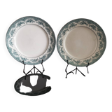 Terre de Fer flat plates from Onnaing earthenware model "Roses Mousses" late 19th century