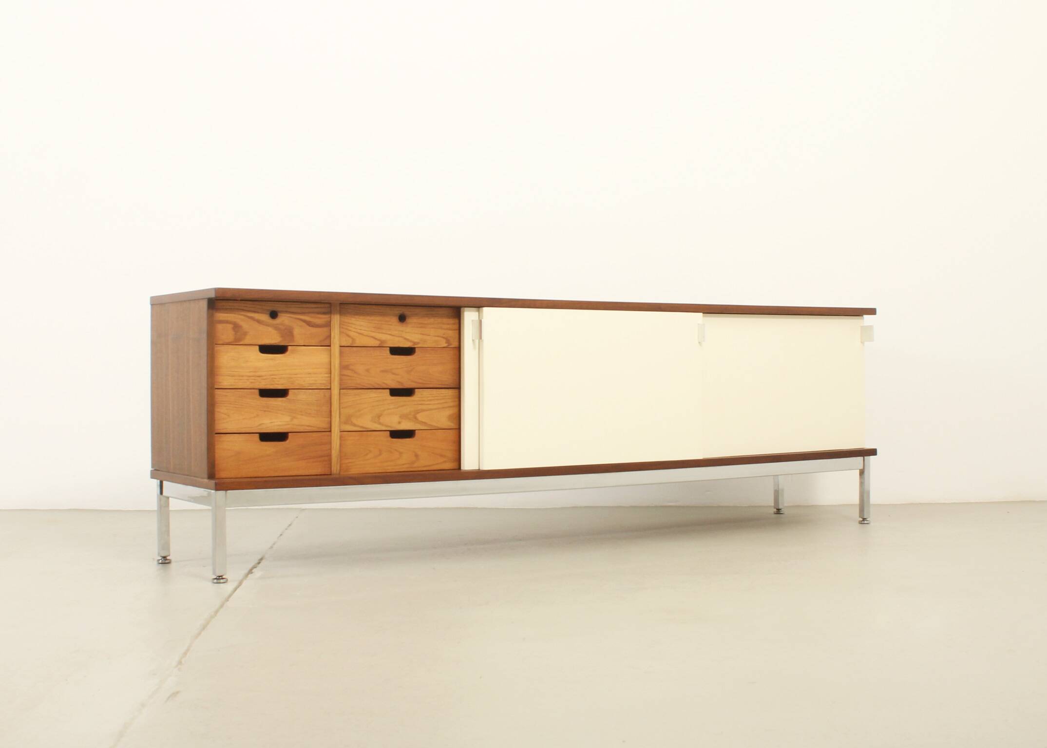 Sideboard of three sliding doors published by Airborne, France, 1960s.