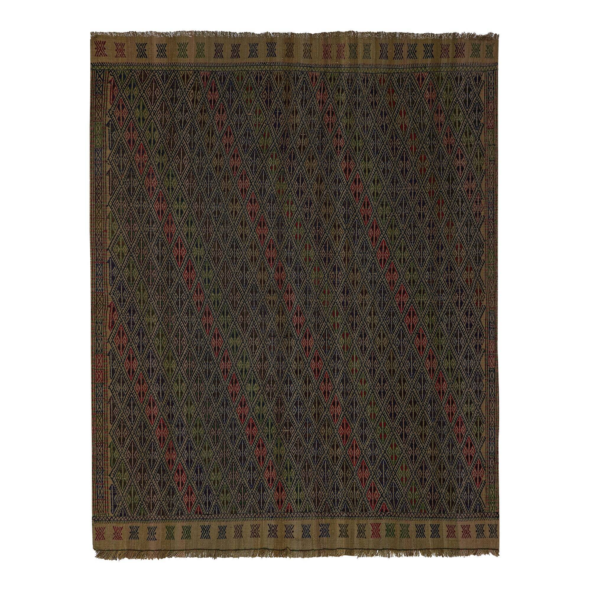 Vintage Turkish kilim, handwoven, 165x217 cm.