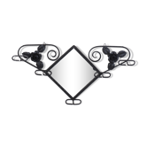 Porte-manteau Art Déco en fer martelé à 5 patères avec miroir années 30