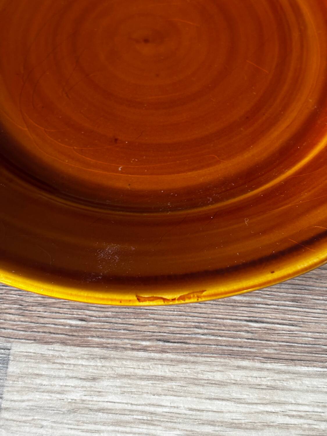 Vintage set of 6 Luneville honey brown plates