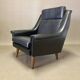 High black leather armchair “scandinavian design” 1950.