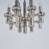 Modernist chandelier in chrome attributed to Gaetano Sciolari, 1970s