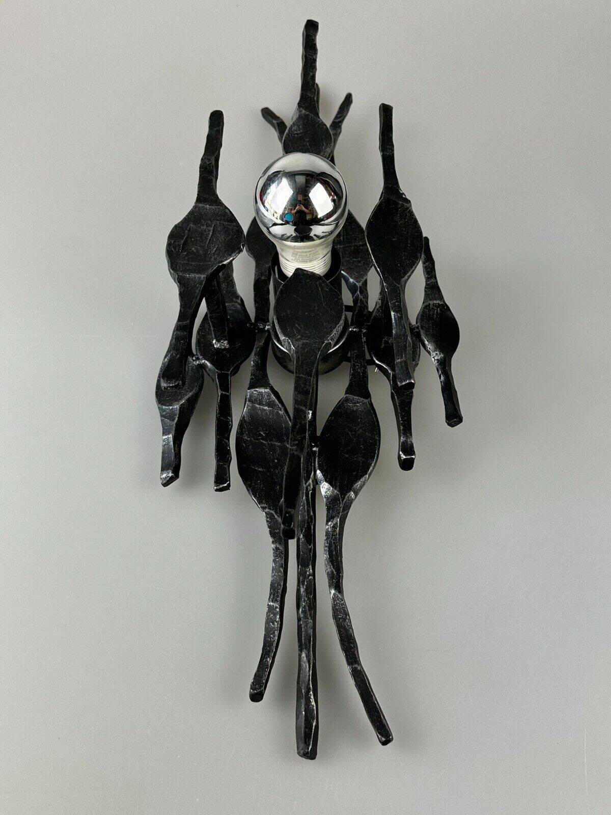 60's 70's brutalist wall lamp iron & glass wall sconce design