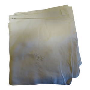 Lot de 9 serviettes anciennes monogrammées