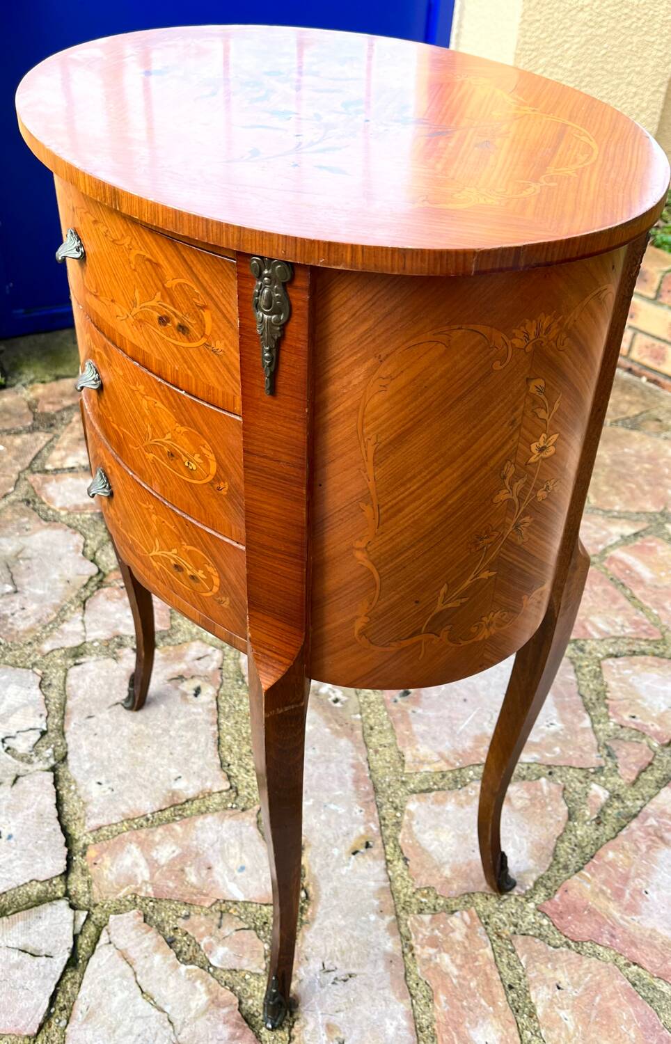 Pair of marquetry bedside tables