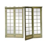 Four partition doors with small panes in 19th century patinated wood