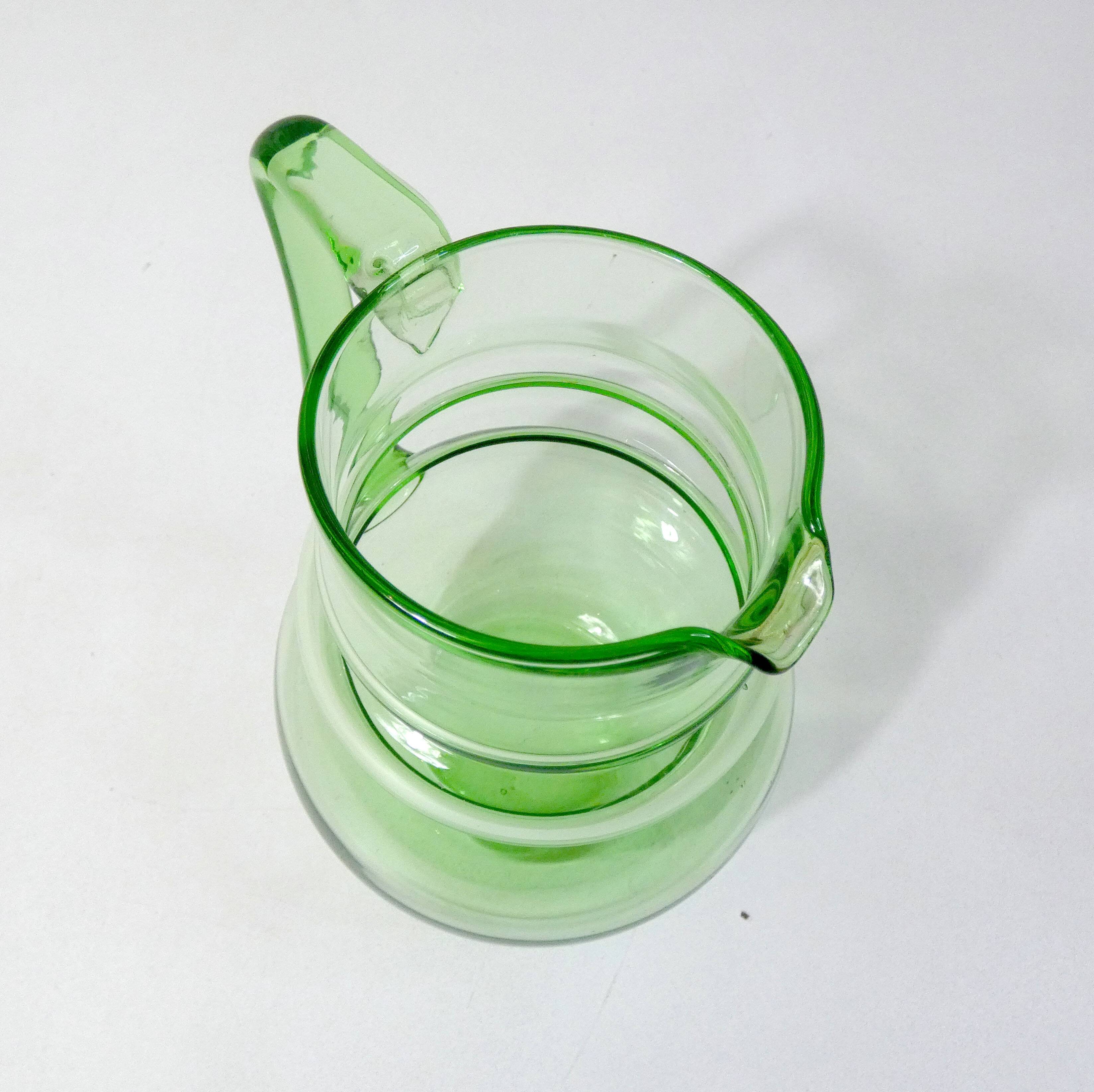 old service 10 water glasses and carafe in blown glass