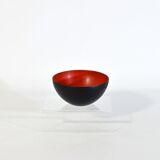 Vintage Krenit bowl by Herbert Krenchel, Denmark 1950, black metal and red enamel
