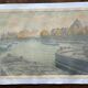 Lithograph Henri Riviere, l'institut et la cite serie paysages parisiens