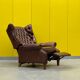 Fauteuil inclinable chesterfield vintage fait main marron