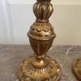 Antique Pair of Wooden Gilded Candle Holders 19th Century
